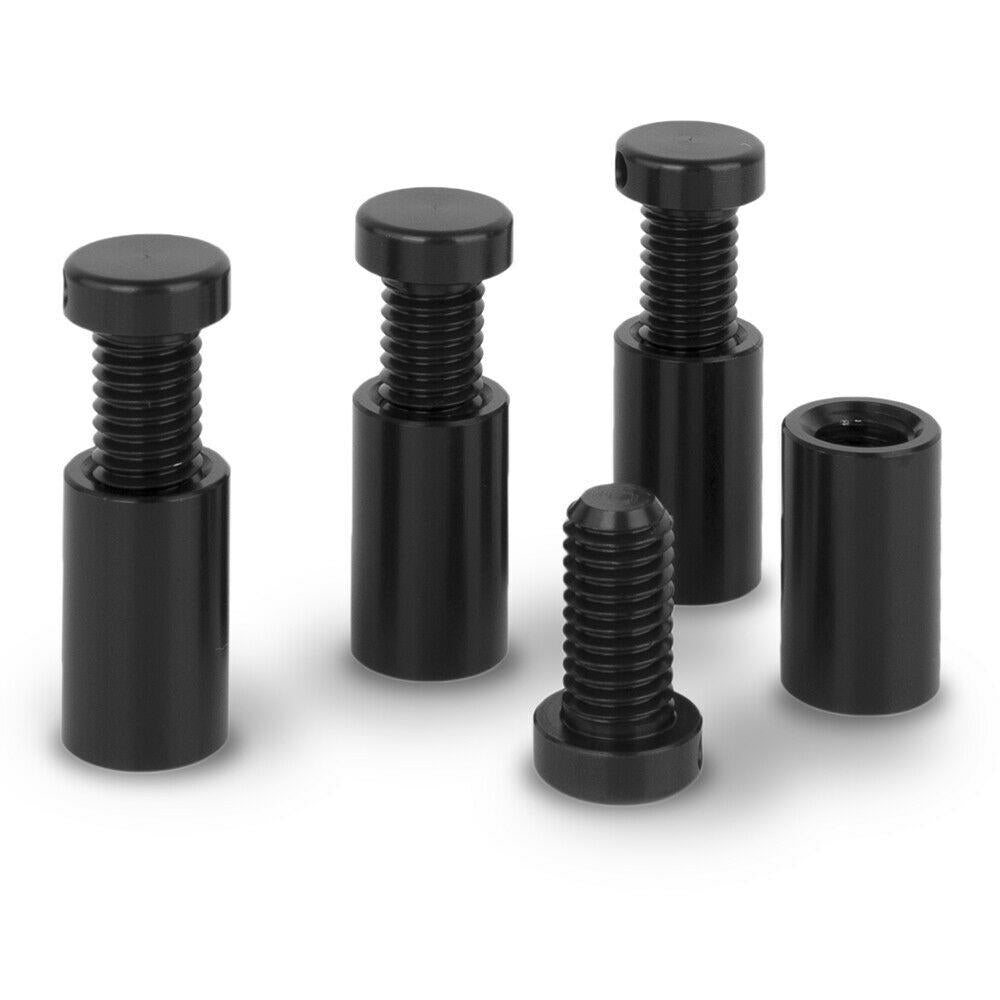 BLACK Aluminium Standoffs Sign Fixing 12mm dia L=20mm - Set of 4